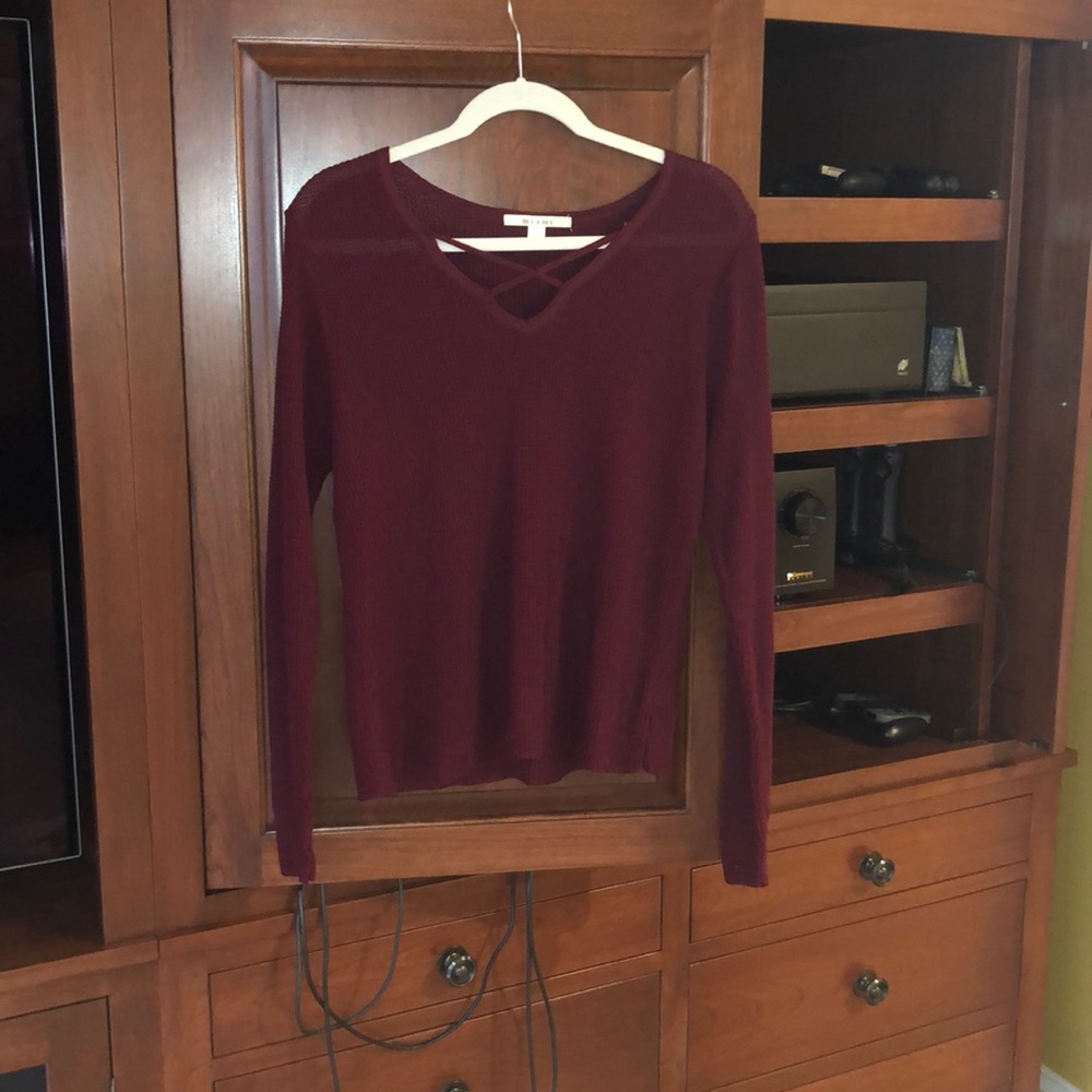 Cross front Burgundy Sweater